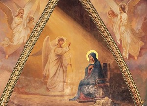 Фреска Благовещения святой Богородицы