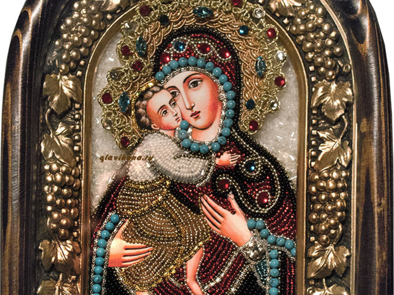 Икона Феодоровской Божьей Матери из бисера