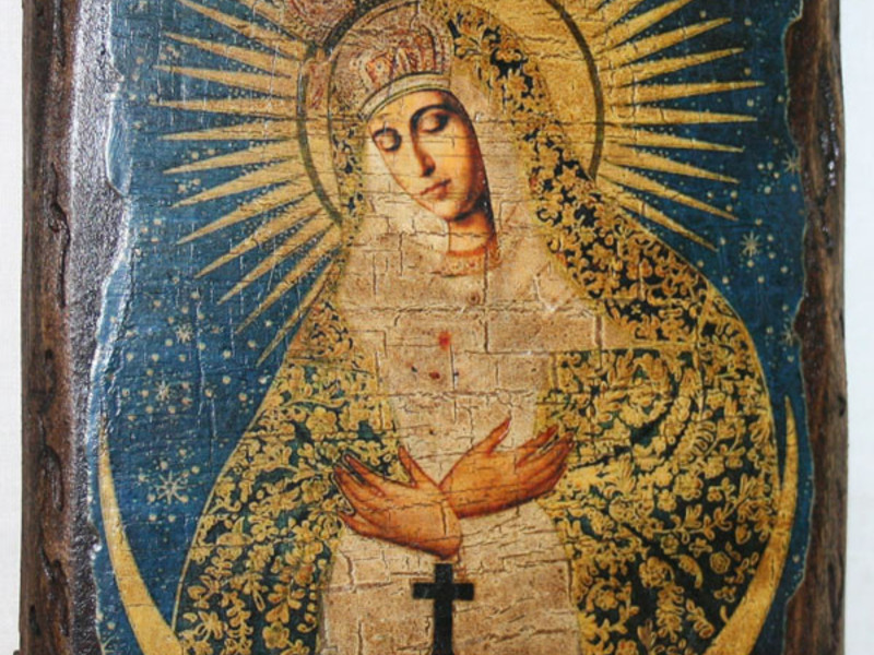 Икона Остробрамской Пресвятой Богородицы, писаная маслом